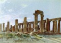 Agrigento también conocido como Templo de Juno Lacinia paisaje Luminismo William Stanley Haseltine